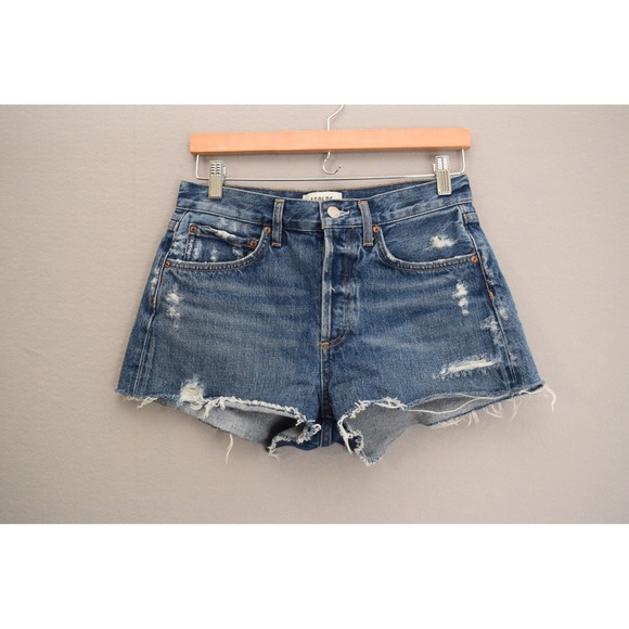 Agolde Pants - AGOLDE Parker Denim Shorts 26 Swapmeet Distressed Frayed Hem Blue